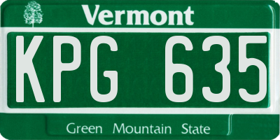 VT license plate KPG635