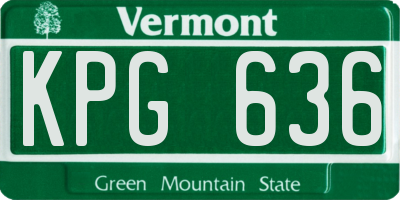 VT license plate KPG636