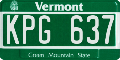 VT license plate KPG637