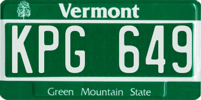 VT license plate KPG649