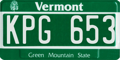 VT license plate KPG653