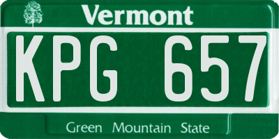 VT license plate KPG657