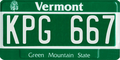 VT license plate KPG667
