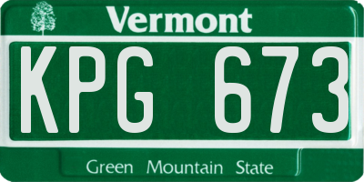 VT license plate KPG673