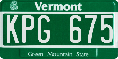 VT license plate KPG675