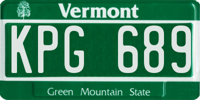 VT license plate KPG689