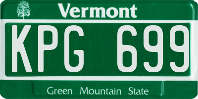 VT license plate KPG699
