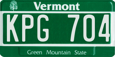 VT license plate KPG704