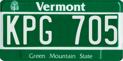 VT license plate KPG705