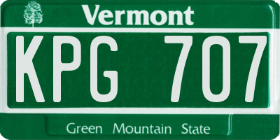 VT license plate KPG707
