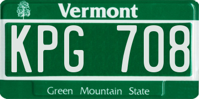 VT license plate KPG708