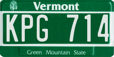 VT license plate KPG714
