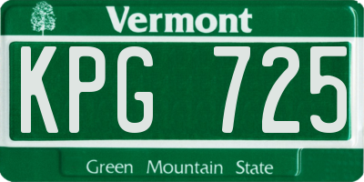 VT license plate KPG725