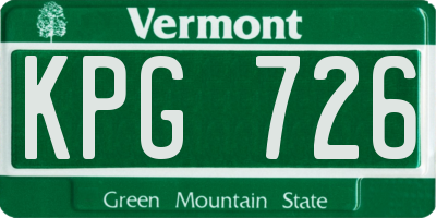 VT license plate KPG726