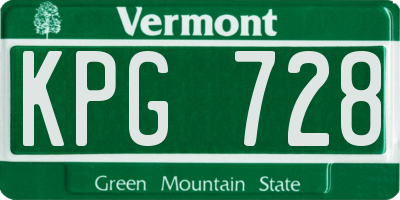 VT license plate KPG728