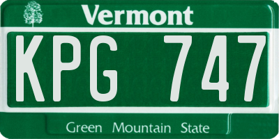 VT license plate KPG747