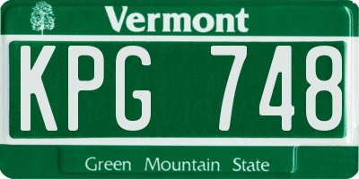 VT license plate KPG748