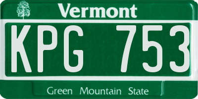 VT license plate KPG753