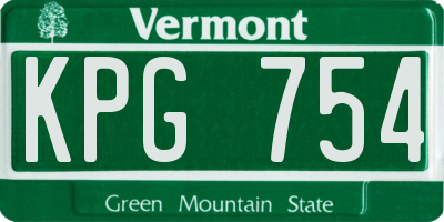 VT license plate KPG754