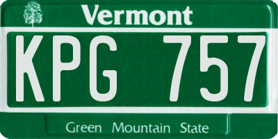 VT license plate KPG757