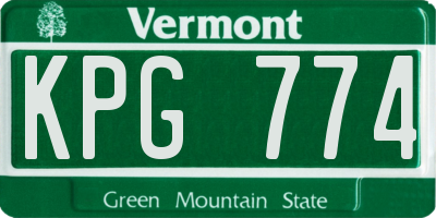 VT license plate KPG774