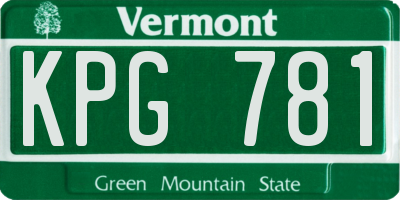 VT license plate KPG781