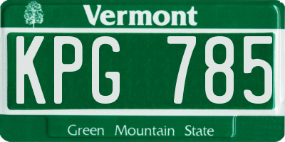 VT license plate KPG785