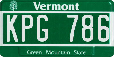 VT license plate KPG786