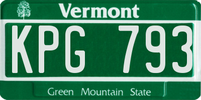 VT license plate KPG793