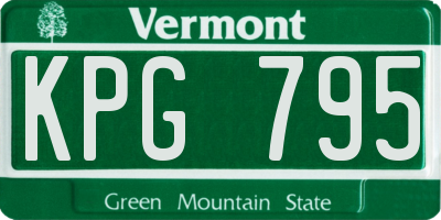 VT license plate KPG795