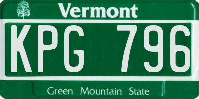 VT license plate KPG796