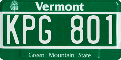 VT license plate KPG801