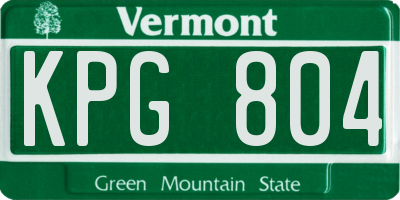 VT license plate KPG804