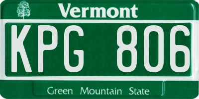 VT license plate KPG806