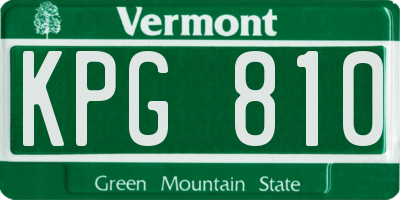 VT license plate KPG810