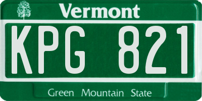 VT license plate KPG821