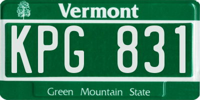 VT license plate KPG831
