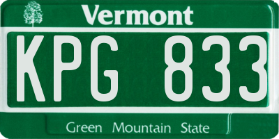 VT license plate KPG833