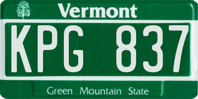 VT license plate KPG837
