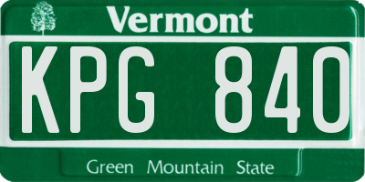 VT license plate KPG840