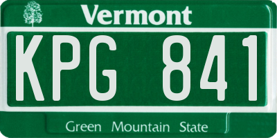 VT license plate KPG841