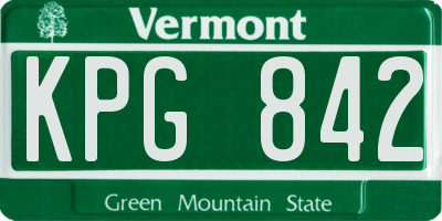 VT license plate KPG842