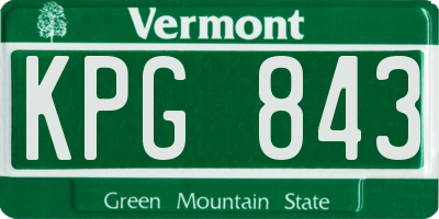 VT license plate KPG843