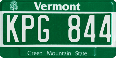 VT license plate KPG844