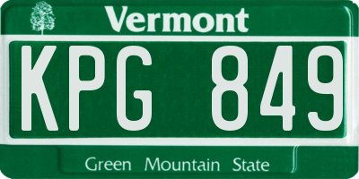 VT license plate KPG849