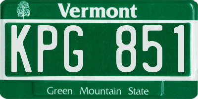 VT license plate KPG851