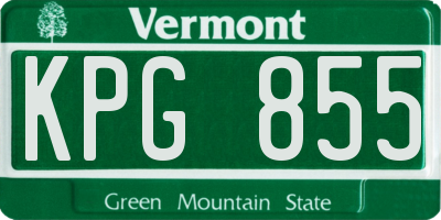 VT license plate KPG855