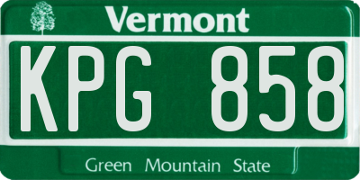 VT license plate KPG858