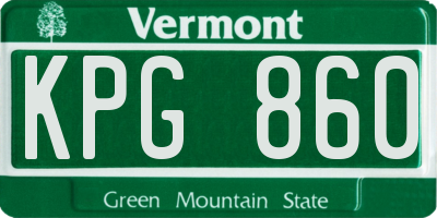 VT license plate KPG860