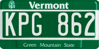VT license plate KPG862